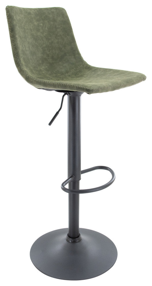 LeisureMod Tilbury Modern Adjustable Bar Stool With Footrest & 360-Degree Swivel