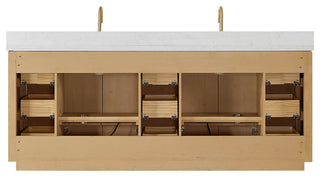 Vinnova Cadiz Bath Vanity, Composite Stone Top, Washed Ash Grey, 84", No Mirror