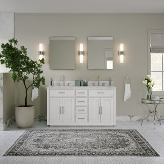 The Wyatt Bathroom Vanity, White, 60", Double Sink, Freestanding
