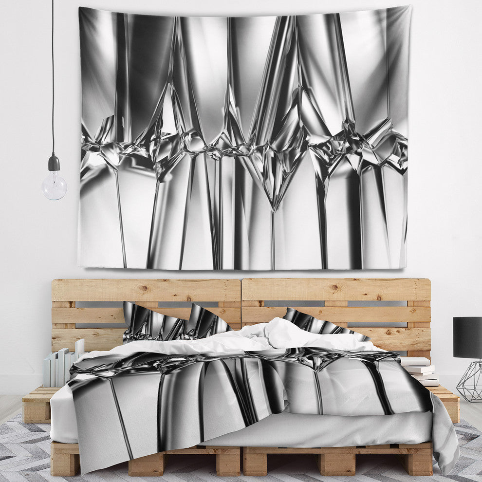 Black White Crystal Background Abstract Wall Tapestry, 92"x78"