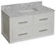 Helsinki 42" Floating Wall Mounted Bathroom Vanity, White, Carrara Marble