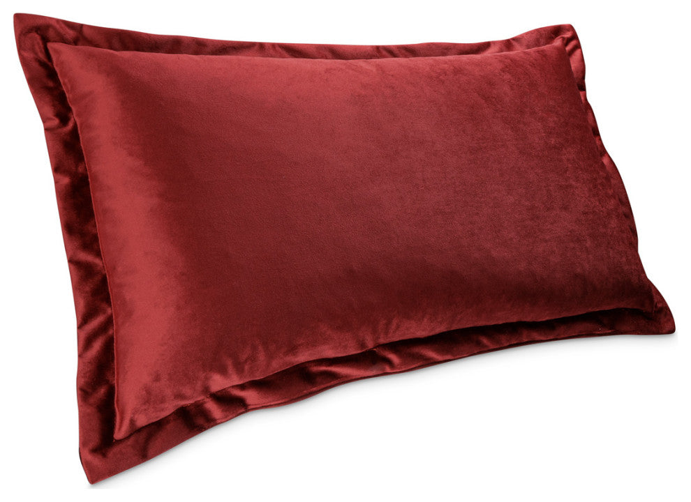 Conner 13"x22" Oblong Velvet Pillow, Set of 2, Sangria