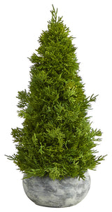 18" Cypress Cone Artificial Tree, Decorative Planter