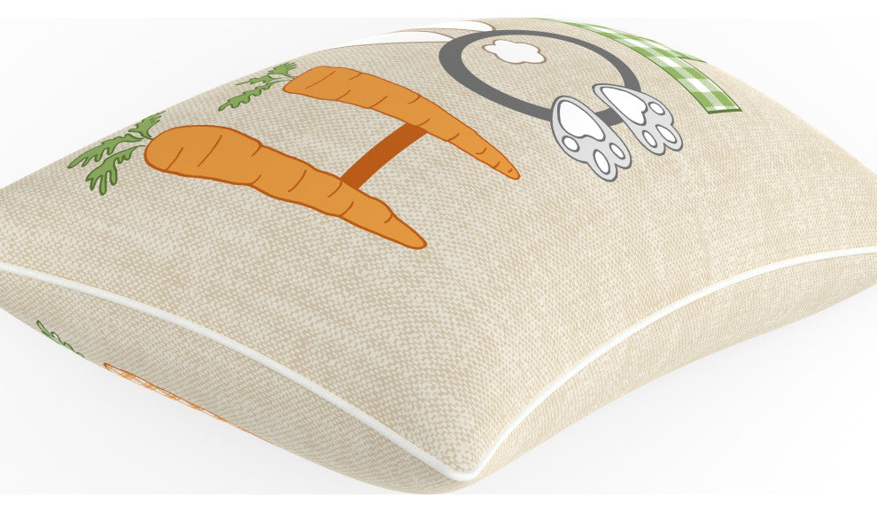 Outdoor/Indoor Easter Hop Natural Rectangular Throw Pillow