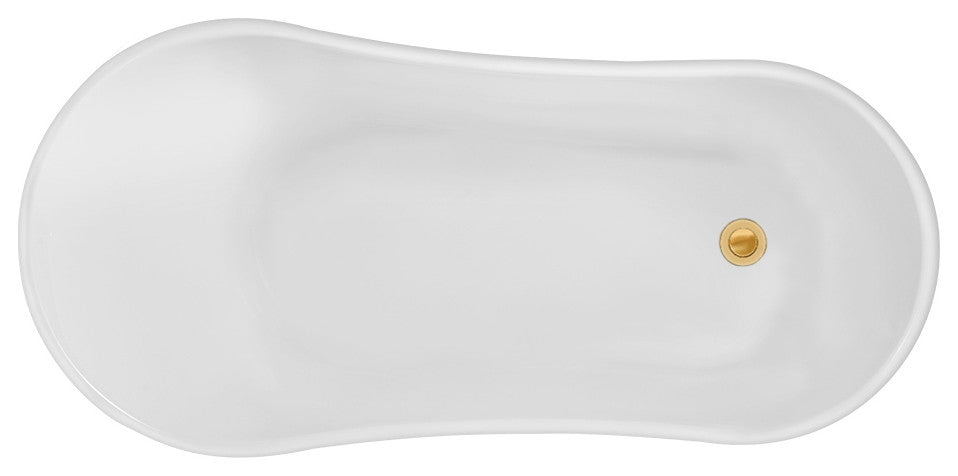 63" Streamline NPT9348GLD-GLD Clawfoot Tub With Internal Drain