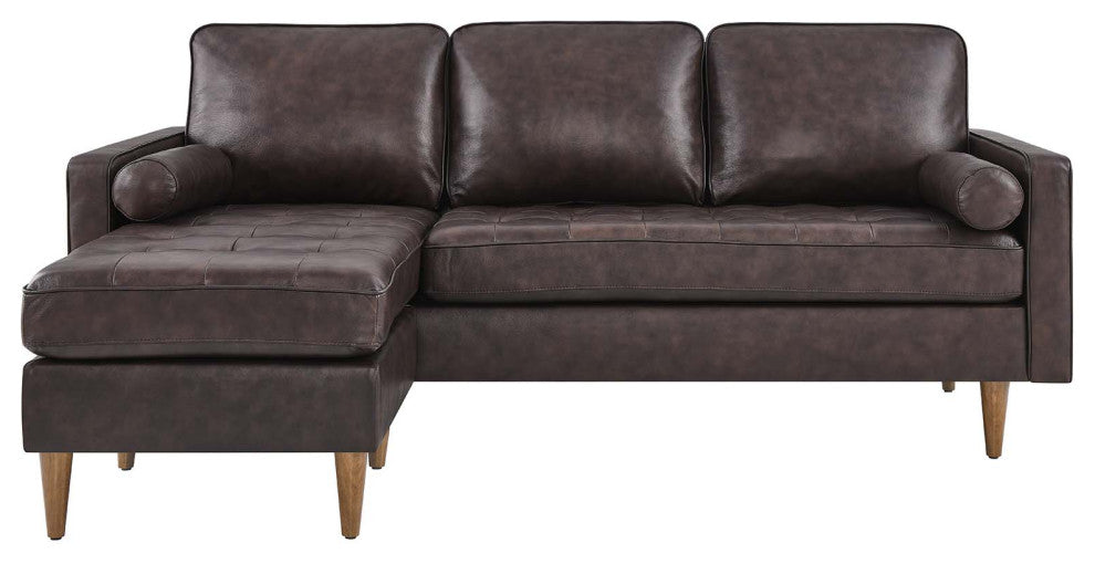 Valour 78" Leather Apartment Sectional Sofa, Brown