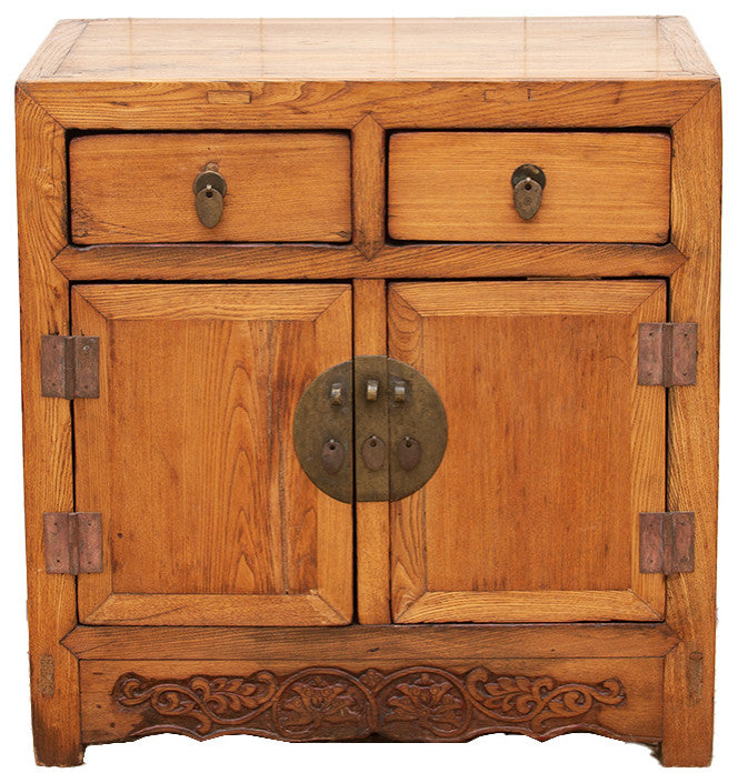 Antique Elm Farmhouse Buffet Cabinet