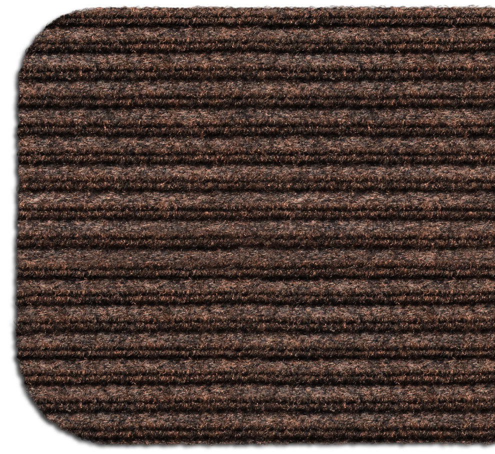 Set of 12 Skid-Resistant Double-Ribbed Stair Treads, Brown, 9 X 36"