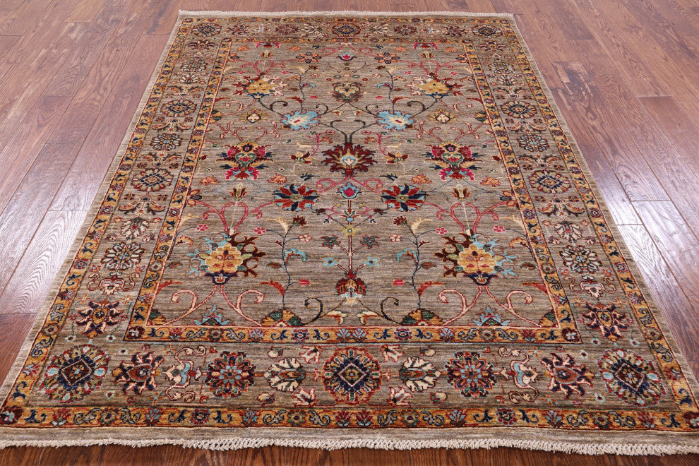 5' 2" X 6' 10" Persian Tabriz Hand Knotted Wool Rug Q7657
