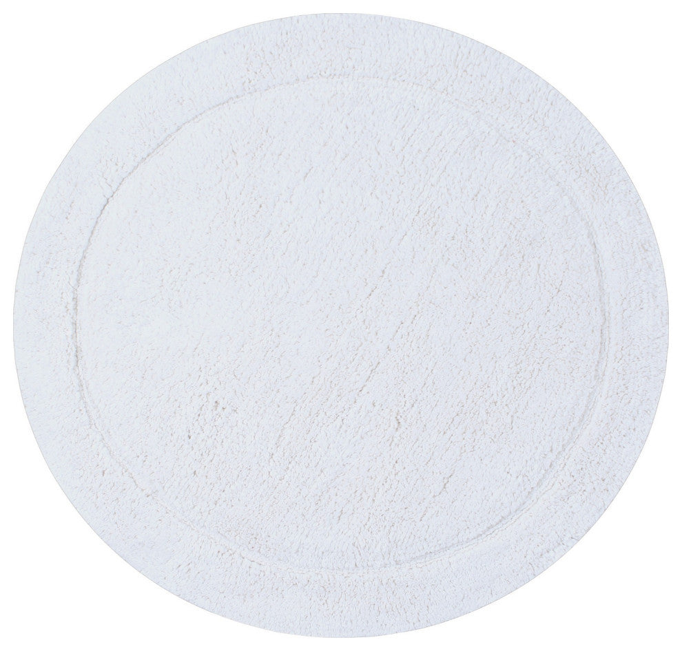 Waterford Absorbent Cotton and Machine washable Bath Rug 22" Round, White