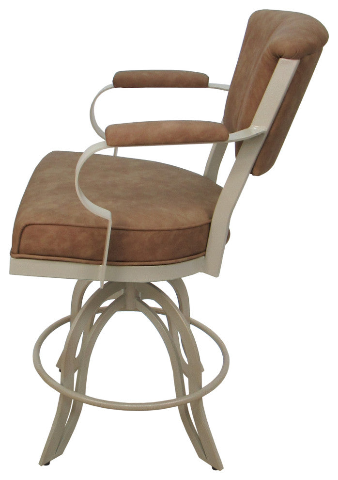 Miami Counter Metal Bar Stool A Base, Brown Vinyl Beige, 26"