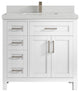Cambridge 36 Center Sink Bath Vanity in White 2" Carrara Quartz