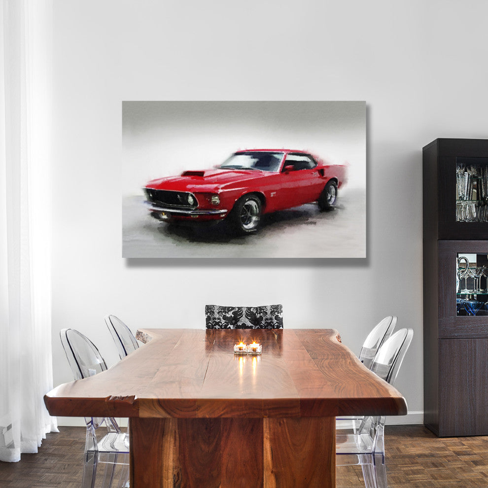 "1969 Ford Mustang Watercolor" Fine Art Print