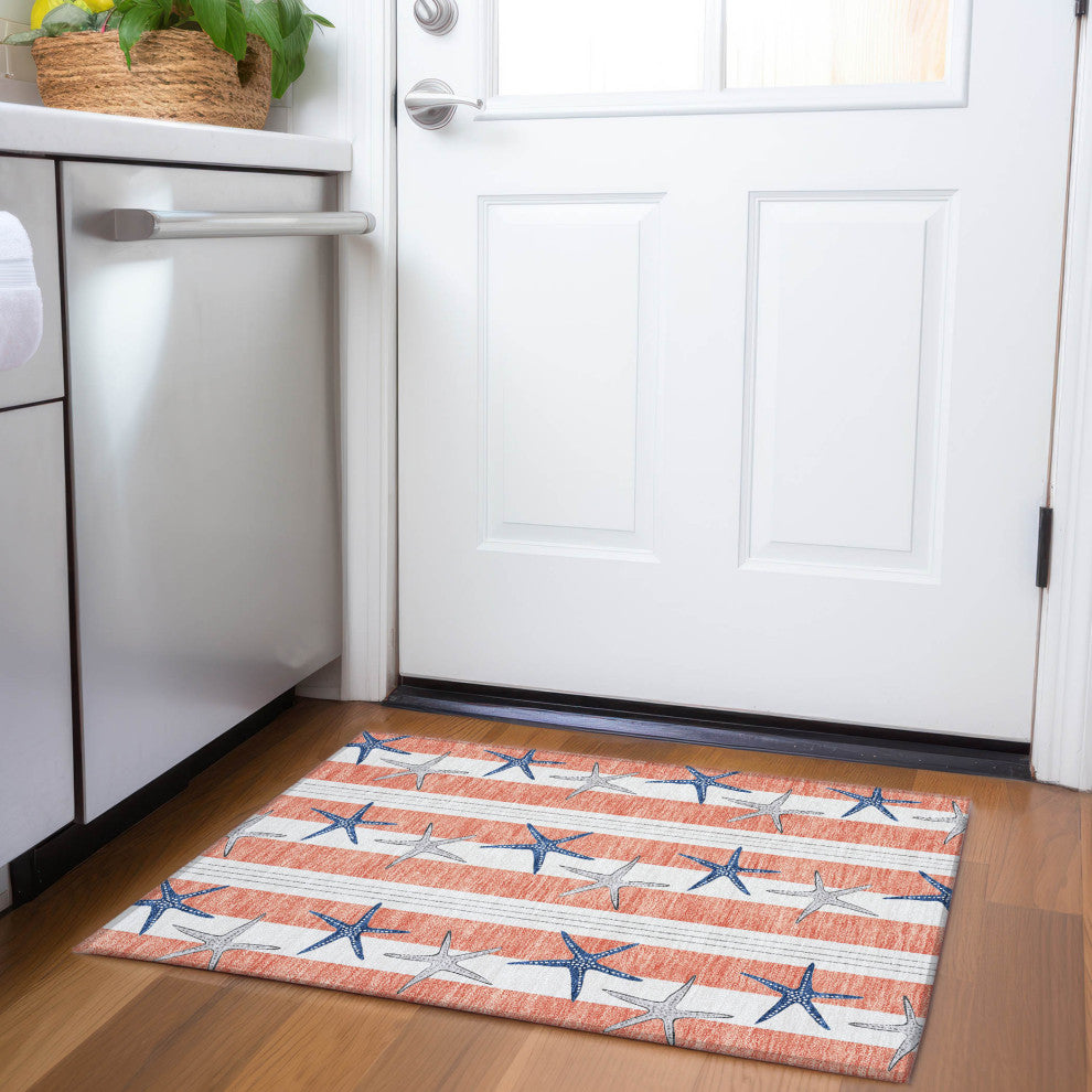 Addison Premium Washable Mayfield AMF191 Orange 1'8" x 2'6" Rug