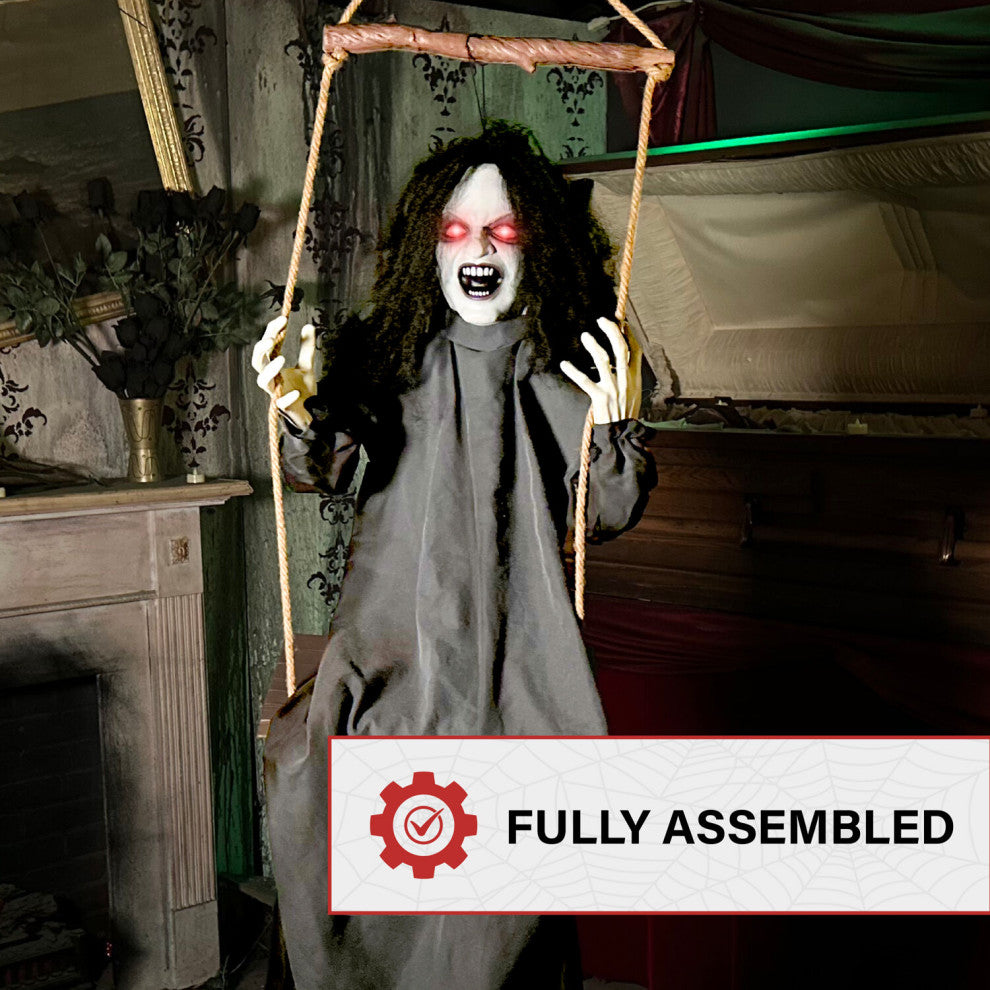 Animatronic Demon Woman on Swing, Lights and Sound