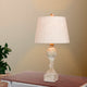 26.5" Distressed, Sculpted Column Resin Table Lamp, Cottage Antique White