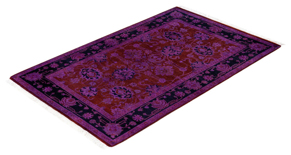 Overdyed One-of-a-Kind Hand-Knotted Area Rug Red, 2' 9" x 4' 4"