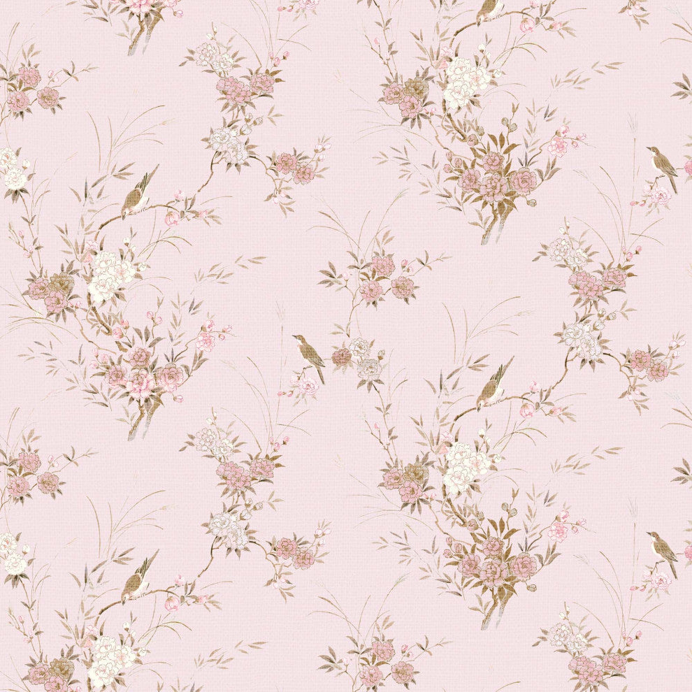 Rachel Ashwell Slipcover Headboard, Sc Bird Chinoiserie Pink, King