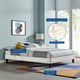 Platform Bed Frame, Twin Size, Velvet, Light Grey Gray, Modern Contemporary