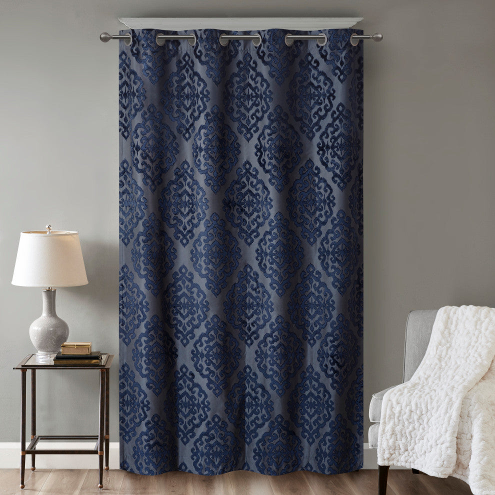 SunSmart Mirage Knitted Jacquard Damask Total Blackout Grommet Top Curtain Panel