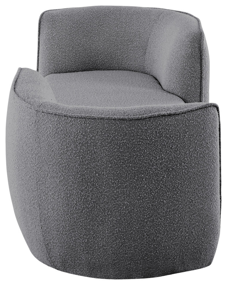 Hilton Boucle Fabric Upholstered Chaise Lounge, Grey