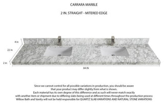 Pasadena 84 Double Sink Bath Vanity in Light Natural Teak 2" Carrara Marble