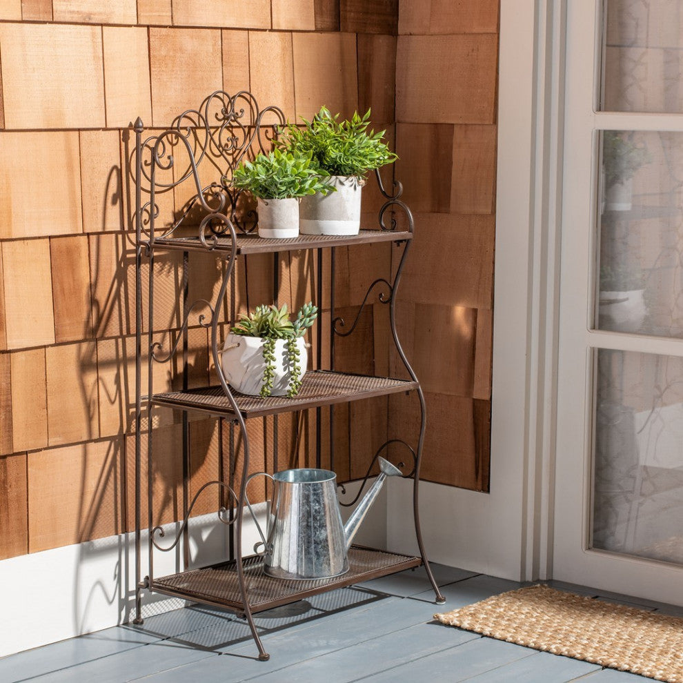Safavieh Outdoor Torus 3 Tier Shelf Unearthed Rust