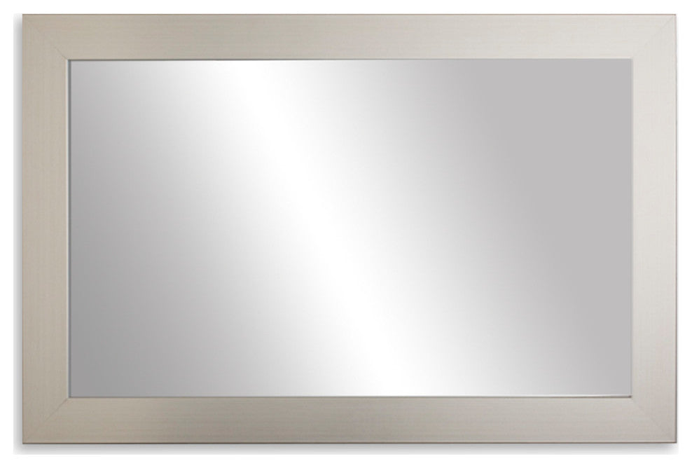 Pendleton Framed Wall Mirror, Nickel, 28" X 48"