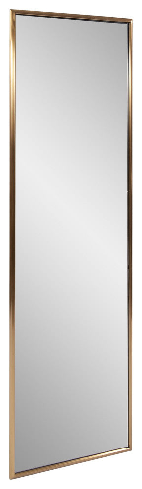 Antiqued Brushed Brass Rectangular Full Length Wall Mirror