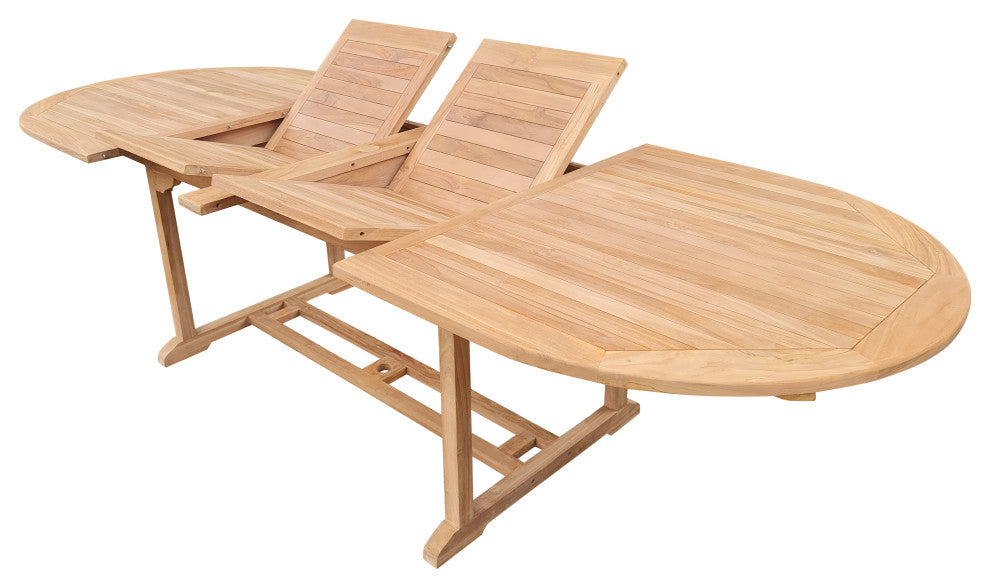Teak Wood Santa Cruz Oval Double Extension Dining Table, 78 to 118"