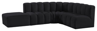 Arc Velvet Upholstered 5-Pc. L-Shaped Modular Sectional, Black