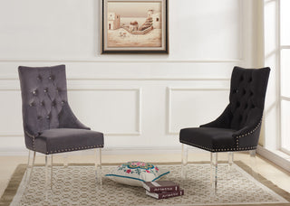 Gobi Modern and Contemporary Tufted Dining Chair, Acrylic, Gray