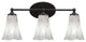 Capri 3-Light Bath Bar, Matte Black/Fluted Italian Ice