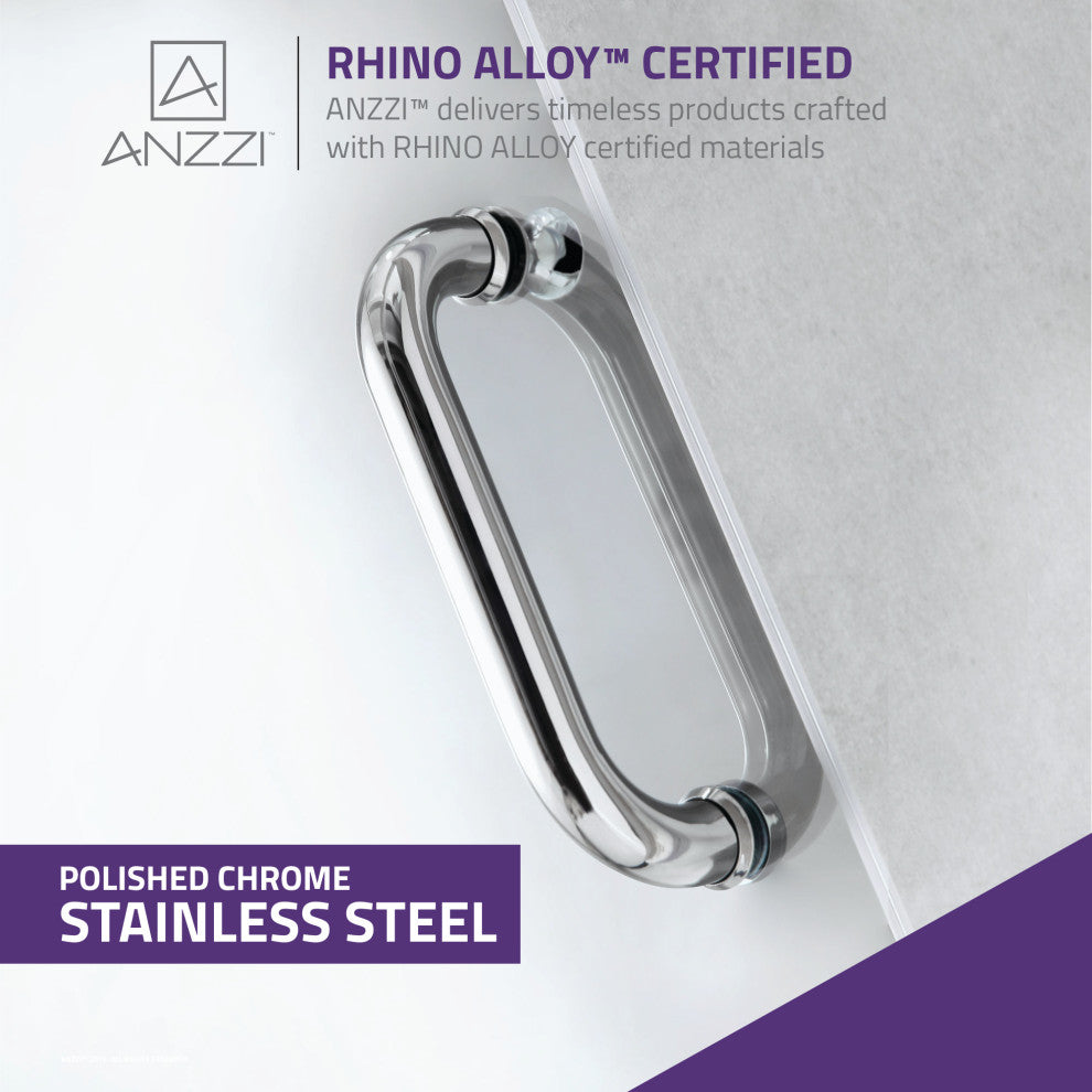 ANZZI Consort Series 60 in. x 72 in. Frameless Shower Door, Polished Chrome