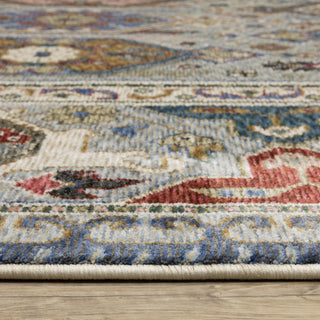 Hanford Bordered Medallions Blue/Grey Fringe Edge Area Rug Runner