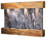 Sunrise Springs water fountain, Black Spider Marble, Rustic Copper, Square
