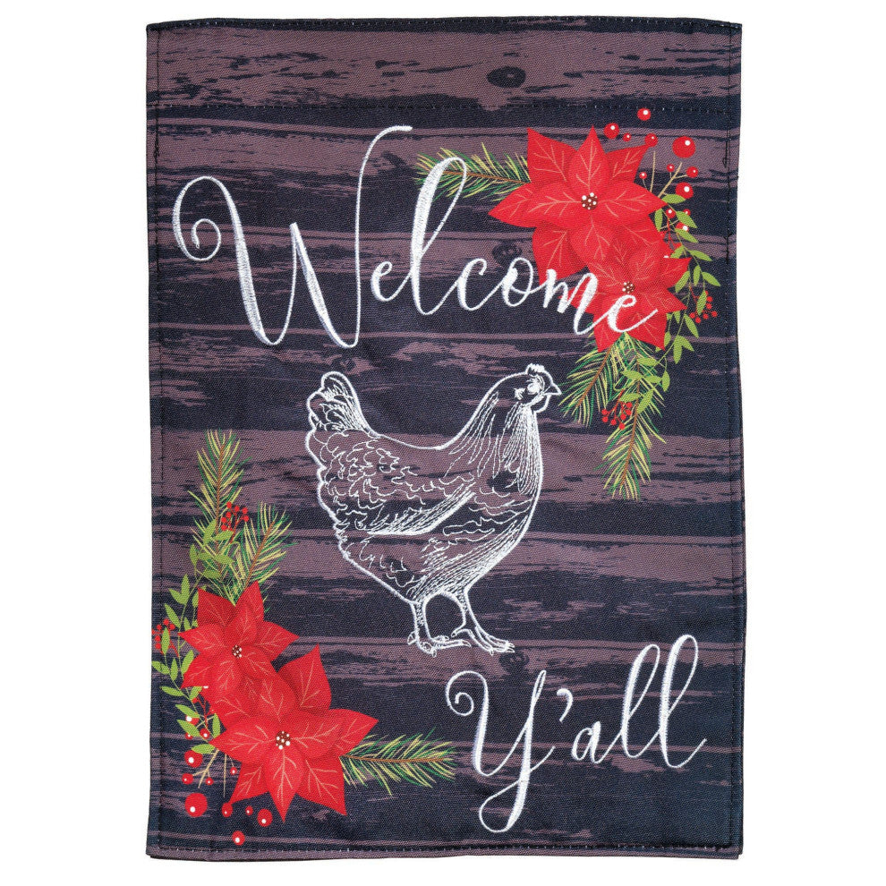 Country Hen Double Applique Flag