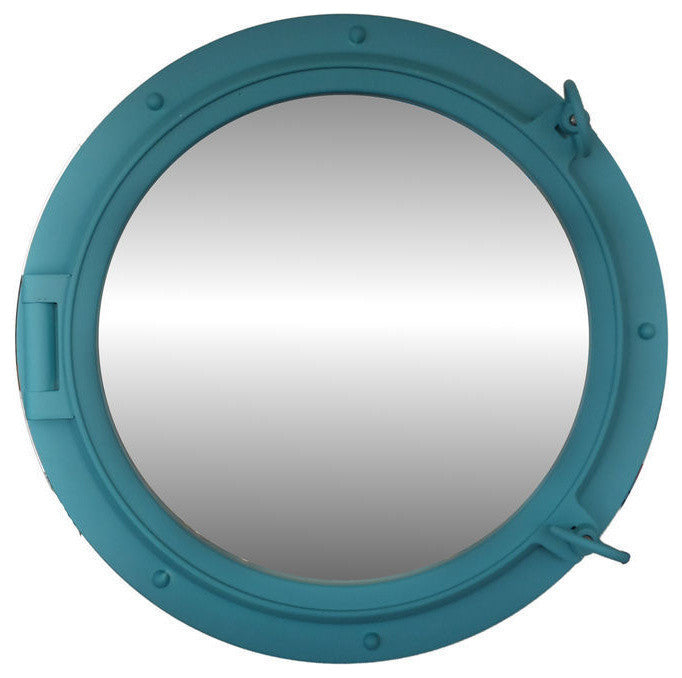 Decorative Ship Porthole Mirror, Light Blue, 24"
