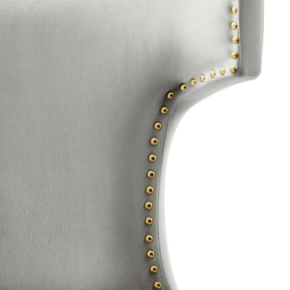 Dining Chair, Nailhead, Set of 2, Gray, Velvet, Modern, Bistro Hospitality