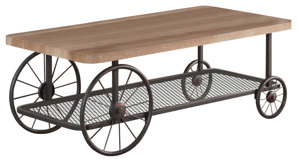 Benzara BM156809 Modish Coffee Table, Oak and Antique Gray