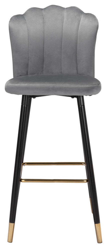 Bar Stool Chair Barstool, Steel Metal, Fabric, Gray, Black, Gold, Cafe