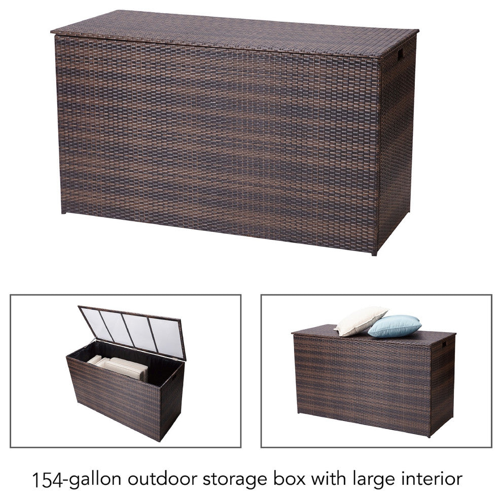 Wicker 154 Gallon Patio Storage Chest, Brown