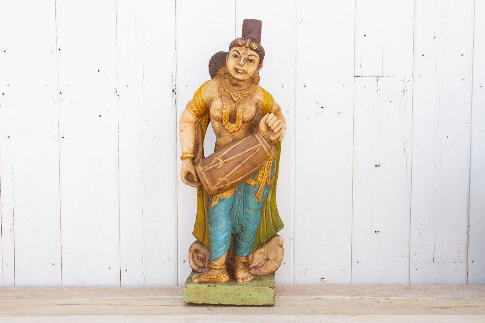 Antique Indian Stone Temple Musician Statue