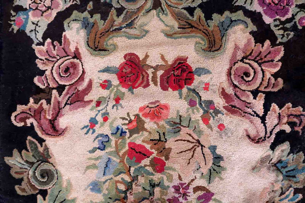Handmade Antique American Hooked Rug 3'x5.7', 92cmx174cm 1880s