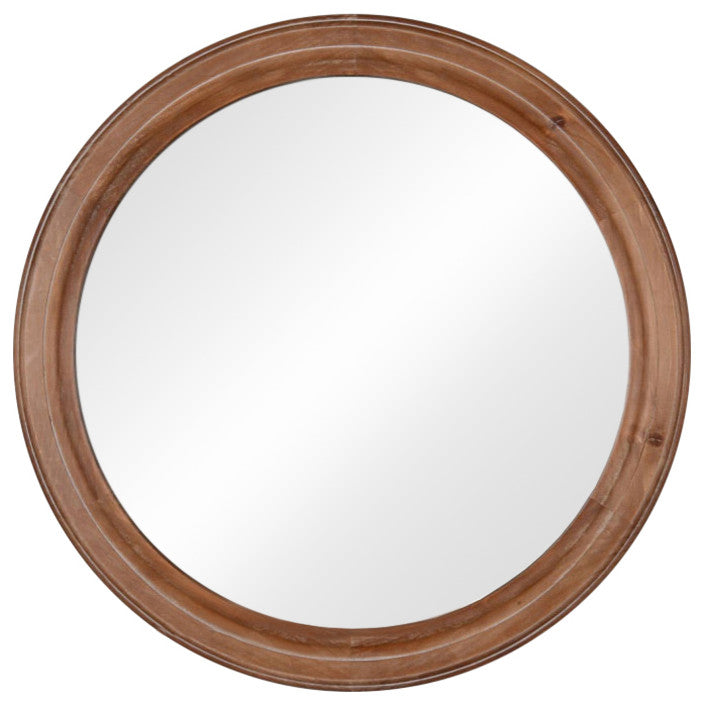 Decorative Round Brown Wooden Mirror
