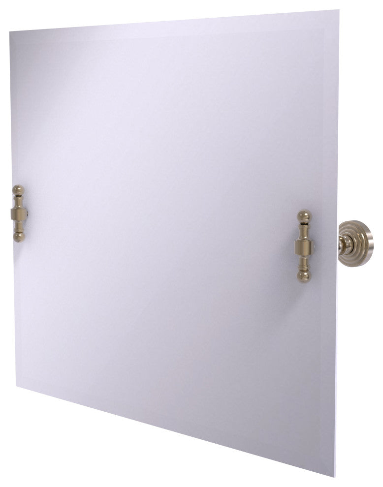 Frameless Landscape Beveled Edge Tilt Mirror, Antique Pewter