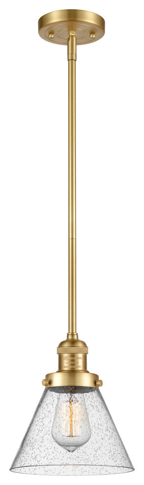 Large Cone 1 Light Mini Pendant, Satin Gold, Seedy