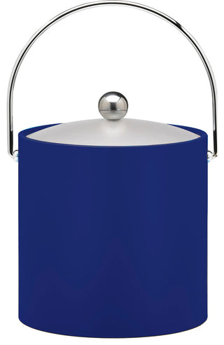 Kraftware Metal and Chrome Ice Bucket, Dark Blue
