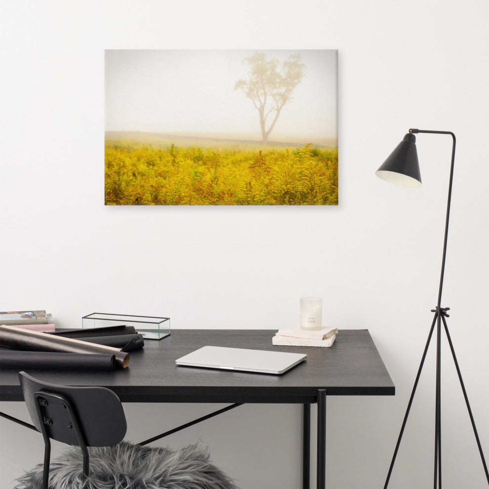 Dreams of Goldenrod and Fog Rural Canvas Wall Art Print, 24" X 36"