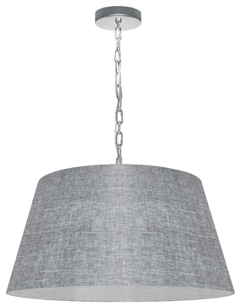 1 Light Brynn Medium Pendant, Grey/Clear Shade, Polished Chrome